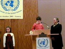 Vencedores de um Concurso de Ensaios à Escala Europeia — três jovens oriundos da Hungria, República Checa e Áustria — foram homenageados na Organização das Nações Unidas em Genebra.